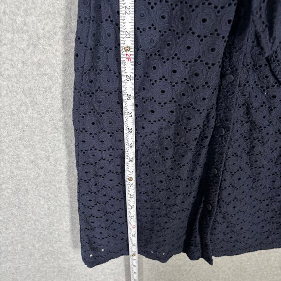 Talbots Dress 4 Navy Knee Eyelet Tie Front Shirt Cotton Sailor Mod Career Church - Picture 8 of 12